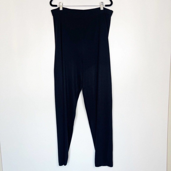 Exclusively Misook Wide Leg Knit Pants Elastic Waist Pull On Black XL - Picture 1 of 8
